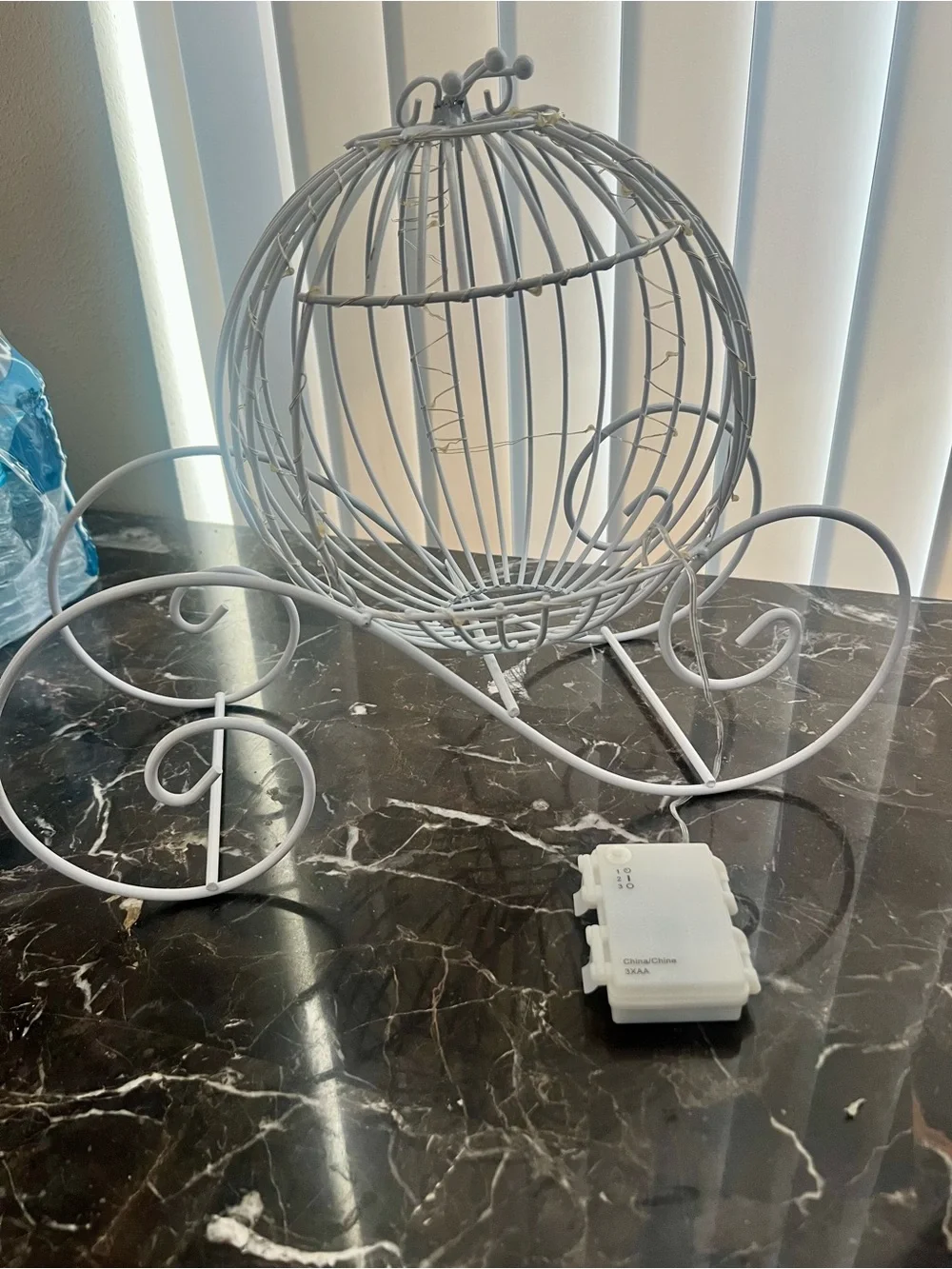 Disney White Metal Pumpkin Carriage Centerpiece